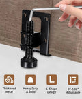 Four Pack Adjustable Furniture Levelers L Shaped 2 Point 2 Inch Heavy Duty Metal Feet For Wardrobe Cabinet And Workbench Black With Screws And Hex Wrench Included, installation example with hex wrench