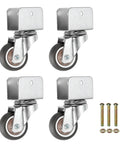Brown 1.5 Inch Swivel Caster Wheels 4 Pack With U Bracket Heavy Duty Rubber Replacement Casters For Office Chairs Furniture Rolling Carts And Cabinets. Four rubber wheels with steel brackets and bolt kit.
