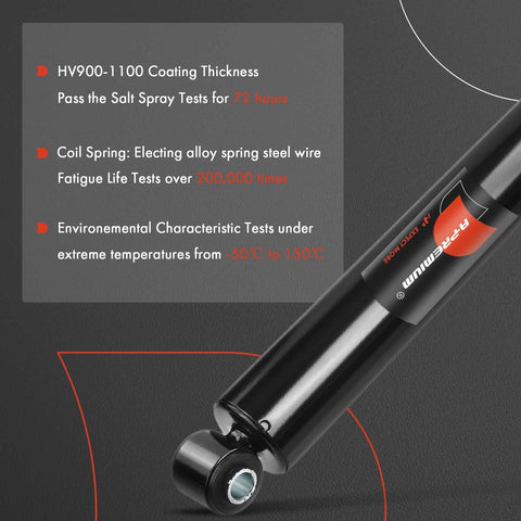 Close-up of black shock absorber with HY900-1100 coating for Chevrolet Silverado 1500 Classic 1999-2007 4WD Pickup