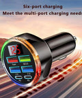 Hassle Free 6 In 1 Usb C Car Phone Charger With Real Time Volt Meter, 250W Multiport Cigarette Lighter Plug for quick mobile charging.
