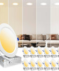 12 Pack 6 Inch LED Recessed Ceiling Lights With Junction Box 16W 2000 Lumen Dimmable Ultra Bright Adjustable Color Temp