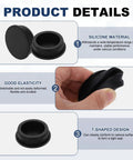18 Piece T Shaped Silicone Plugs 43.3mm Diameter Snap In Hole Seal details showing material, elasticity, and design features.