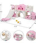 Diagram of 9-in-1 Toddler Slide And Climber Playset For Backyards Or Indoors with size dimensions and features
