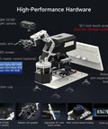 6DOF Programming Robotic Arm Kit With 3D Adaptive Gripping And Embodied Intelligence Pro Grade AI Model For Mechanical Engineers Python Friendly Control Standard Nano 4GB With ROS Master Compatibility, featuring robotic arm, depth camera, OLED screen, and expansion board.