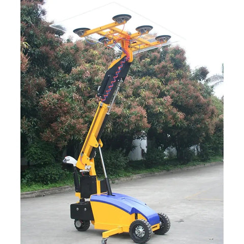 Portable 600Kg Electric Glass Lifter And Heavy Duty Vacuum Handler for Curtain Wall Glazing with adjustable arm and vacuum pads.