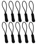 10 black zipper pulls from Zipper Pull Replacement Kit For Backpacks And Luggage With Heavy Duty Extender Cord And No Slip Grip