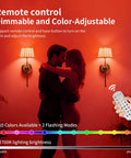 Slick Cordless Wall Sconces Set Of Two Packing All Day 10000 Mah Battery Life And Rgb Color Shift Lighting, showing remote control and light adjustment.