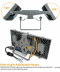 150W Dimmable LED Flood Light Outdoor with 15000 Lumens, back angle showing adjustable 160° and 180° heads, IP66 rated