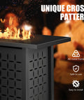 43 Inch Outdoor Gas Fire Pit Table With 50000 BTU Propane Heat Includes Lid And Lava Rock Rectangular Steel Patio Heater Black