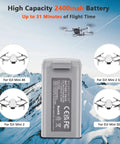 Smart Flight Battery For DJI Mini Series Replacement 2400mAh Up To 31 Minutes Flight Time with drones, high capacity.