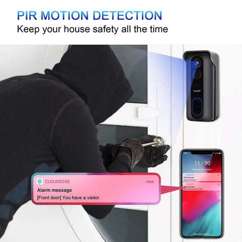 Wireless Doorbell Camera With Chime 2K QHD Video Two Way Audio Motion Detection with PIR infrared night vision alert