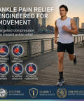 Runner wearing Ankle Brace For Men And Women With Adjustable Compression Sleeve And Wrap Ion Matrix Support By City Bridge