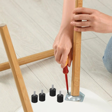 M6 Screw In Rubber Furniture Levelers With Anti Slip Grip Noise Reduction Heavy Duty Adjustable Feet For Sofas Tables Chairs Easy Install Floor Protection Ideal For Living Rooms And Bedrooms on chair leg