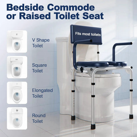 Easy As Pie Bedside Commode Chair For Seniors With Push Down Arms And 3 In 1 Raised Toilet Seat, Wheelchair Friendly Transfer Plus Fsa Hsa Approved For Big Time Home Comfort