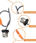 Six Pack E26 Light Socket Adapter Pigtail For LED Ceiling Downlights Plug And Play Screw In Male Socket Converter With 18 AWG Wire