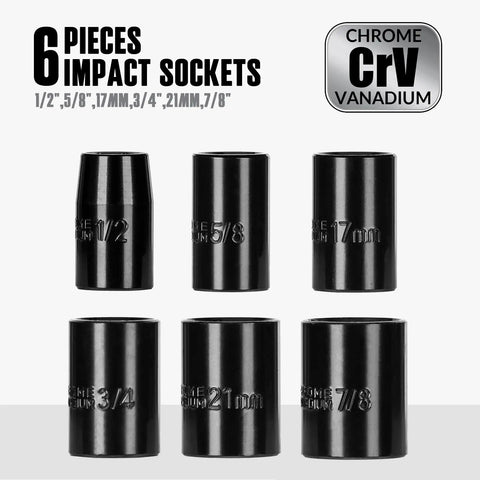 Six drive sockets set for Cordless 20V Impact Wrench With Half Inch Drive 3098 Inch Pounds Torque 0 To 3000 RPM