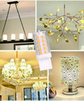G9 LED Bulb Dimmable T4 Base 2700K Soft White 4W 450Lm 120V AC No Flicker 360 Degree Beam 5-pack shown with ceiling fixtures