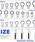 499 Piece External And Internal Retaining Ring Kit With 8 Sizes Metric O Rings Snap Circlips And Short Pick And Hook Set