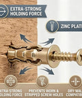 Close-up of short expansion screw in wood showing zinc plating, heavy duty design for cabinets, Straight Shot At Loose Cabinetry Starts With These Short Expansion Screws To Fill Stripped Holes And Bolt Hinges Or Tracks Back Secure On Wood Tile Or Concrete Heavy Duty Anchors 20 Pack.