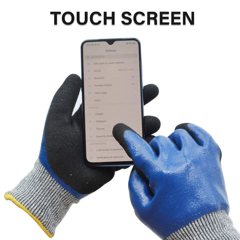 Heavy Duty Nitrile Gardening Gloves For Men Double Coated Work Gloves With Level 5 HPPE Cut Resistance Puncture And Water Resistant