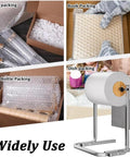 Heavy Duty Bubble Wrap Dispenser Built Like A Tank With Steel Frame Fits 60 70 And 80 Cm Rolls No Sweat Quick Swap Core Rod Designed For Fast Warehouse Packing shown in various packing uses.