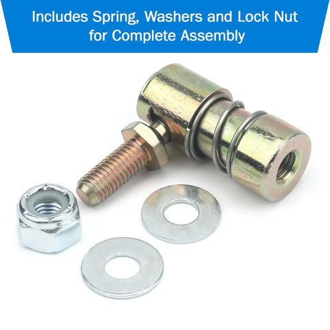 Two Pack Throttle Disconnect Quick Release Ball Joints For Throttle Cable Ball End Dual Linkage Setup And Spare Replacement With One Quarter Twenty Eight Female Thread Fitment For Easy Throttle Linkage Removal During Tuning And Maintenance, with washers and lock nut