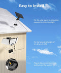 Lit Outdoor Solar Motion Sensor Light With 3 Adjustable Heads mounted under roof, separate solar panel on top, showing installation