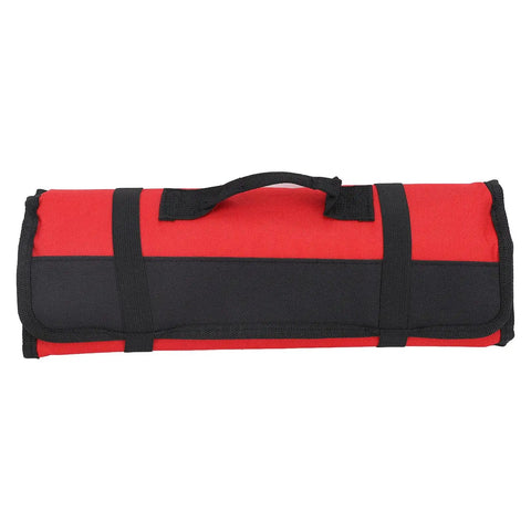 Multifunctional Chef Knife Roll Bag With 20 Slots For Home Kitchen Travel And Camping, Portable Cutlery Organizer In Canvas Red