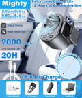 Clip On Car Fan With LED Display And 360 Degree Rotation, 199 Speed Settings, USB Rechargeable, Dark Gray in car interior