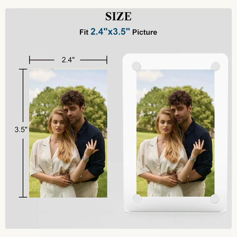 Image showing Clear Acrylic Sun Visor Photo Holder Clip For Cars Universal Magnetic Photo Clip with 2.4x3.5 inch display size.
