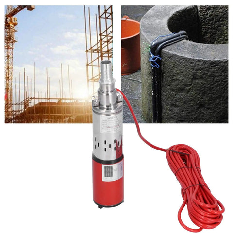 Hella Durable Stainless Steel Solar and DC 12V Submersible Sump Pump with red cord for clean water transfer.