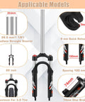 20 Inch Folding Mountain Bike Coil Suspension Fork With 50Mm Travel, 28.6Mm Threadless Straight Steerer, 9Mm QR Axle, Crown Lockout, Disc Brake Front Fork For Hardtail And Commuter Rigs diagram
