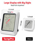 TP50 Digital Hygrometer And Indoor Thermometer With Wellness Indicator Shows Dry Comfort Wet Humidity Levels, high-contrast large display size comparison