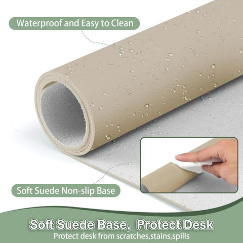 Premium Leather Desk Pad Protector For A Clean Boss Level Desk Setup, Non Slip Mouse Pad And Laptop Desk Mat, Waterproof Leather Blotter, 30 X 14 Inches In Beige
