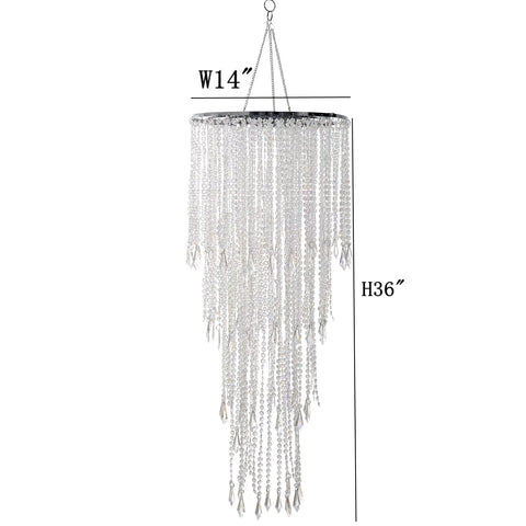 Sparkling Iridescent Acrylic Beaded Hanging Chandelier With 4 Tier Beads Pendant Shade Ceiling Lamp With Acrylic Jewel Droplets