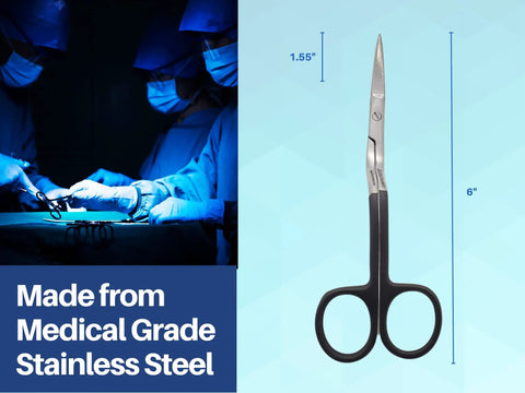 Curved Embroidery Scissors With Bent Handles, 6 Inch Pro Grade Curved Applique Snips For Machine Embroidery, Fabric Stitches And Crafting, Premium Stainless Steel Blades For Precise Clean Cuts. Medical-grade stainless steel scissors, 6 in, 1.55 in blade