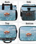 Insulated Picnic Backpack With Big Capacity Lunch Bag For Everyday Grub, Portable Tote views, blue ocean print