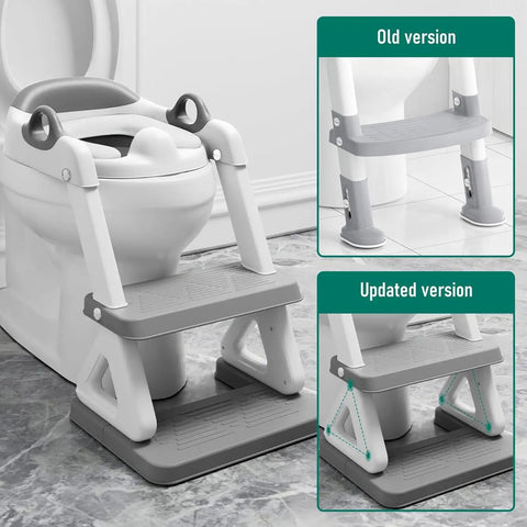 Super Secure Toddler Potty Ladder And Training Seat With Memory Foam Cushion Non Slip Base Fits All Standard Toilets No Sweat Setup Routine Kid Approved Gear For Boys And Girls