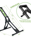 Adjustable Bike Storage Stand For Indoor And Outdoor Use Beefy Yet Lightweight Floor Parking Rack that holds mountain and road bikes securely.