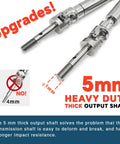 Tough As Nails Stainless Steel Rear CVD Drive Shafts For Traxxas Slash 2WD showing 5mm thick output shafts with detailed measurements.