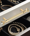 Gold Cabinet Pulls 4 Pack Crystal Dresser Drawer Handles Zinc Alloy 3.78 Inch Center To Center installed on jewelry drawer