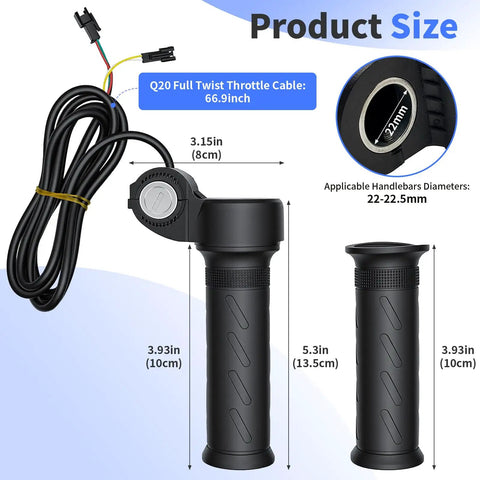 Full Twist Throttle For 3 Pin Universal Ebike And Scooter Upgrade, Waterproof And Plug And Play, Compatible With Ridstar Q20 Series, Q20 Lite Pro H20 Pro E Bikes And Trikes, Durable Throttle Replacement