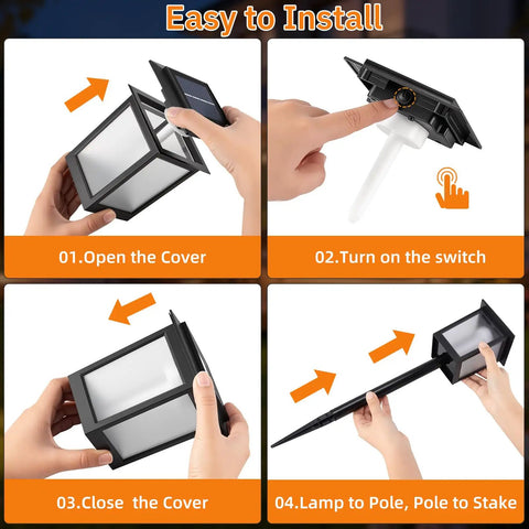 Step-by-step installation of Gen2 Flickering Flame Solar Torch Lights 6 Pack Outdoor Waterproof Garden Decor Lamps