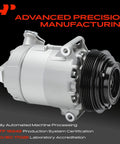Top Shelf AC Compressor Kit With Clutch And Precharged Pag 46 Lubricant For Buick Regal 2014 To 2017 2.0 And 2.4 Liters side view of compressor