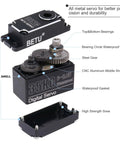 Beefy 35 Kg-Cm Waterproof Servo With Full Aluminum Case And Stainless Steel Gears disassembled view with labeled parts