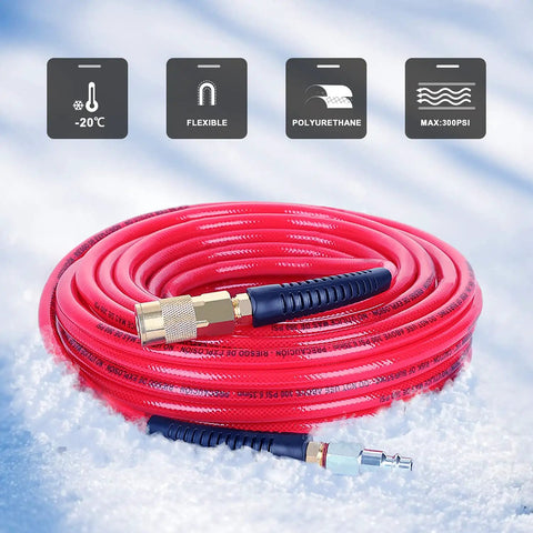 1/4-Inch By 50-Foot Polyurethane Air Hose With Bend Restrictors For Indoor Finishing Projects, Includes 1/4-Inch Quick Coupler