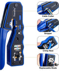 All In One RJ45 Crimp Tool Kit For Pass Through Connectors Pro Level Ethernet Crimper With Cat6 Cat5 Cat5e