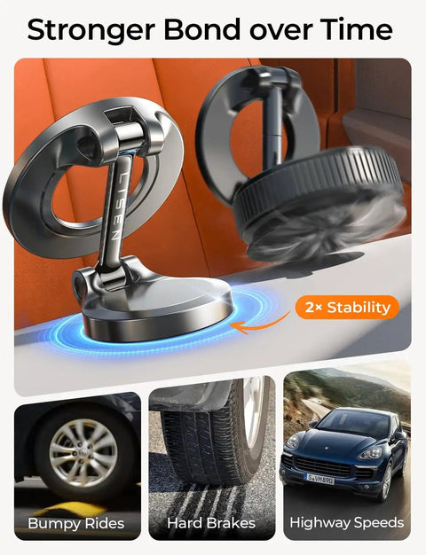 MagSafe Car Mount For iPhone 17 Pro Max With 24 Strong Magnets, slim magnetic phone holder on dashboard, demonstrates stability