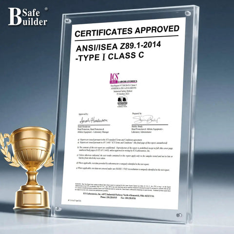 Certificate of approval for Heavy Duty Abs Safety Helmet With Built In Visor And Quick Air Vent Osha Certified.