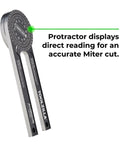 Dead On Precision Seven Inch Aluminum Miter Saw Protractor Angle Finder With Multiple Scales And Direct Readings For Woodworking Metalworking And Shop Hustle Tough Build Guarantees Smooth Cuts Every Single Day, showing direct reading for accurate miter cuts.